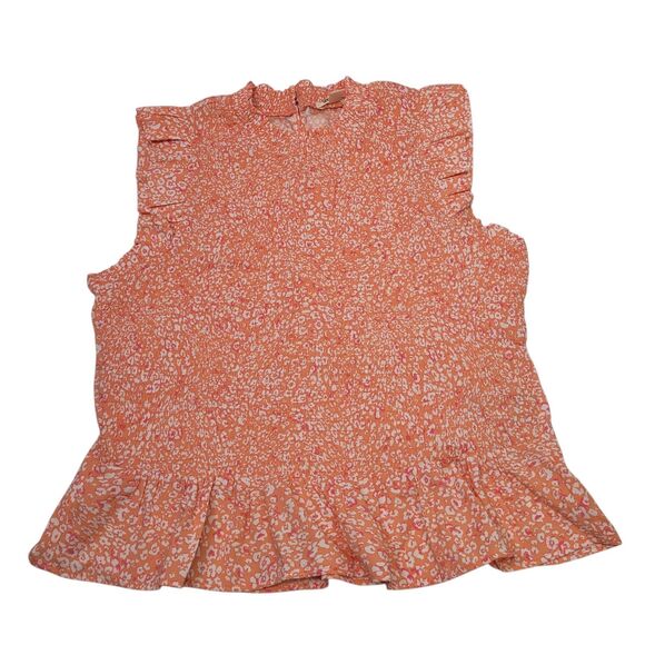 Goodthreads Women Georgette Smocked-Front Ruffle Sleeveless floral Shirt Size M - Picture 1 of 12